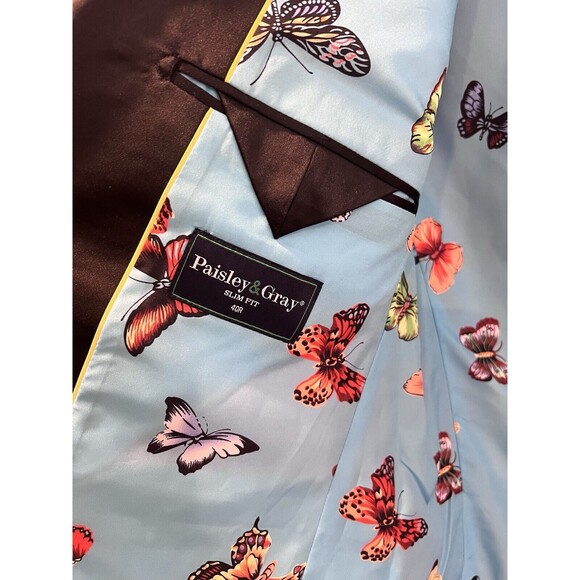 Paisley & Gray Men’s Slim Fit Grosvenor Peak Tuxedo Jacket Blazer Orange 40R - Picture 10 of 15